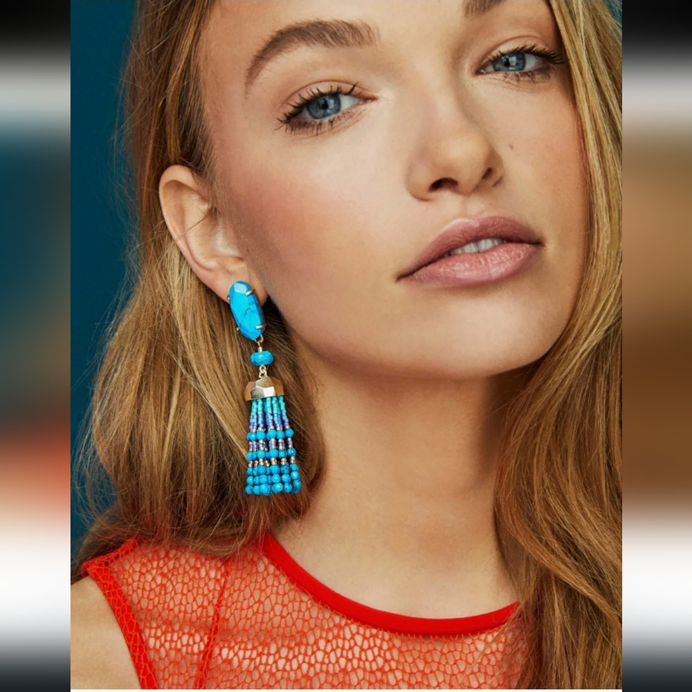 Dove Gold Statement Earrings In Aqua Howlite | Kendra Scott |